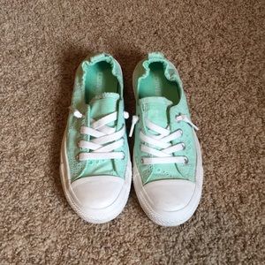 Mint green Converse lace shoes